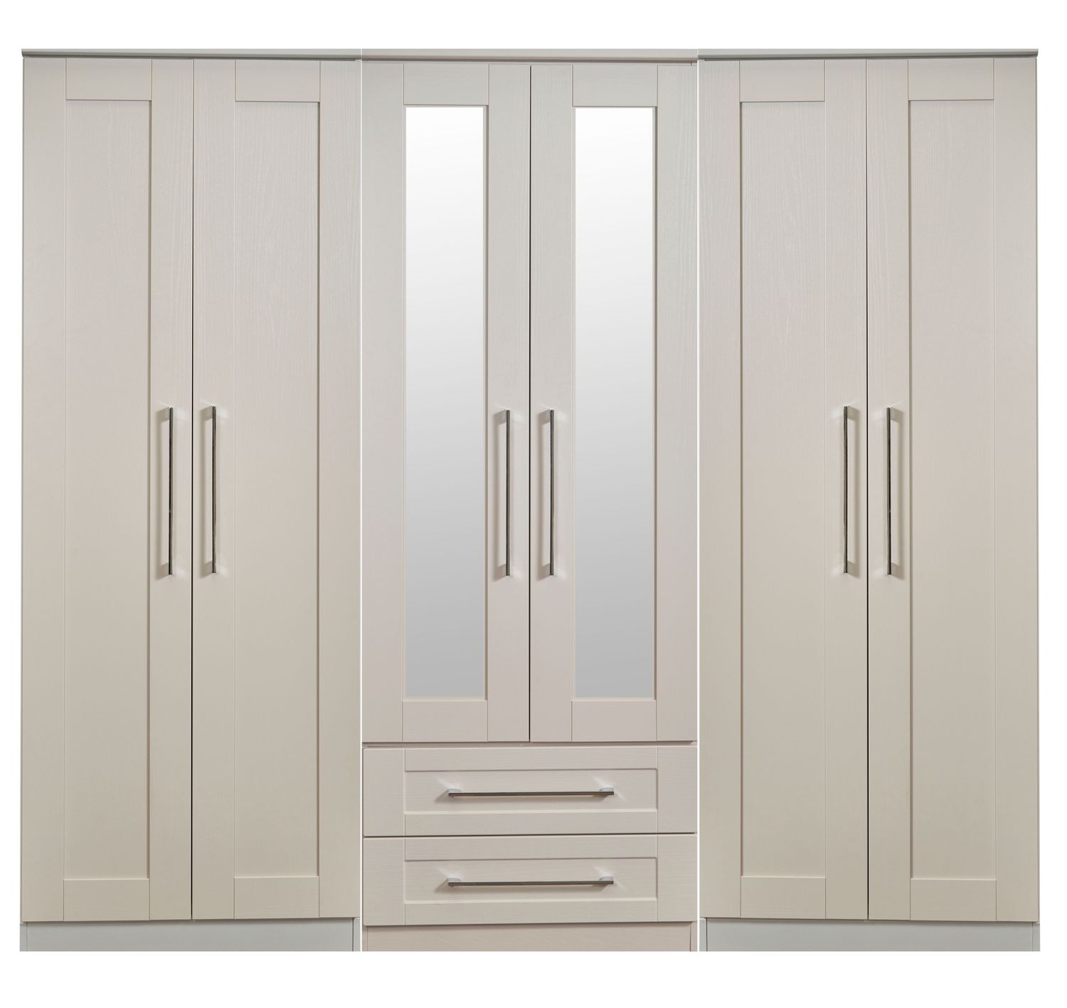 Claines 6 Door 2 Drawer Wardrobe with Mirrors