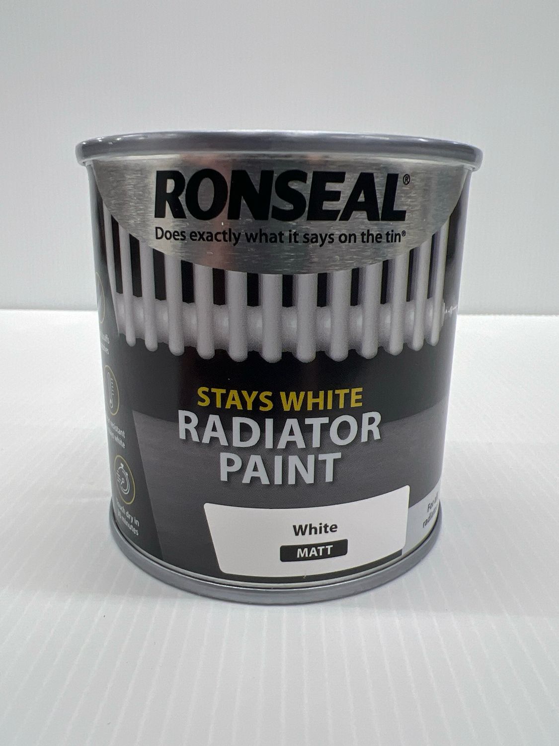 RONSEAL STAYS WHITE RADIATOR PAINT WHITE MATT 250ML 37509