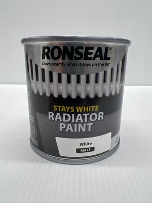 RONSEAL STAYS WHITE RADIATOR PAINT WHITE MATT 250ML 37509