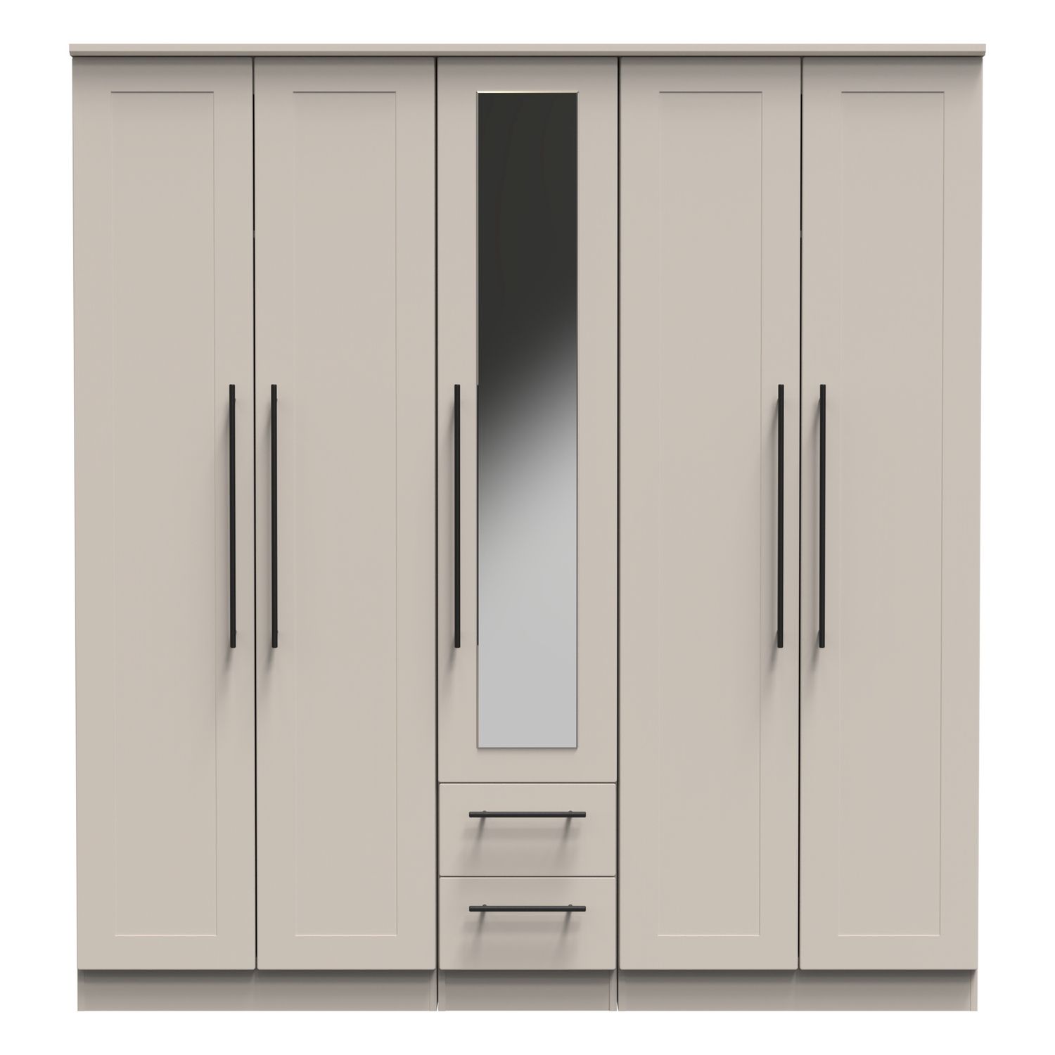 Barbourne 5 Door 2 Drawer Wardrobe with Mirror