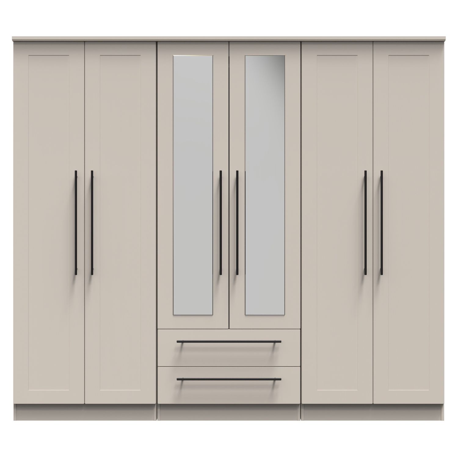 Barbourne 6 Door 2 Drawer Wardrobe with Mirrors