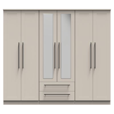 Barbourne 6 Door 2 Drawer Wardrobe with Mirrors
