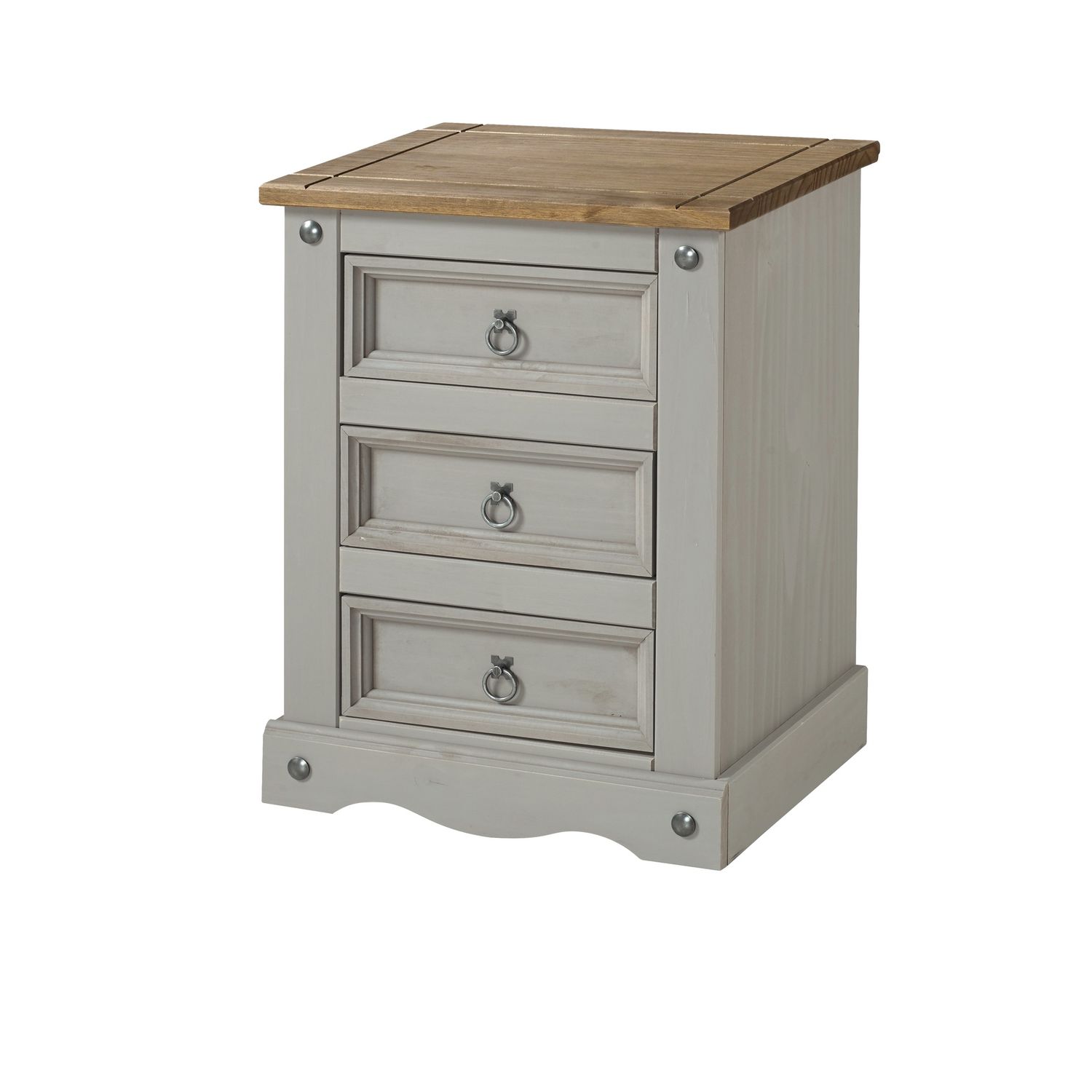 Colwall Grey 3 Drawer Bedside Cabinet