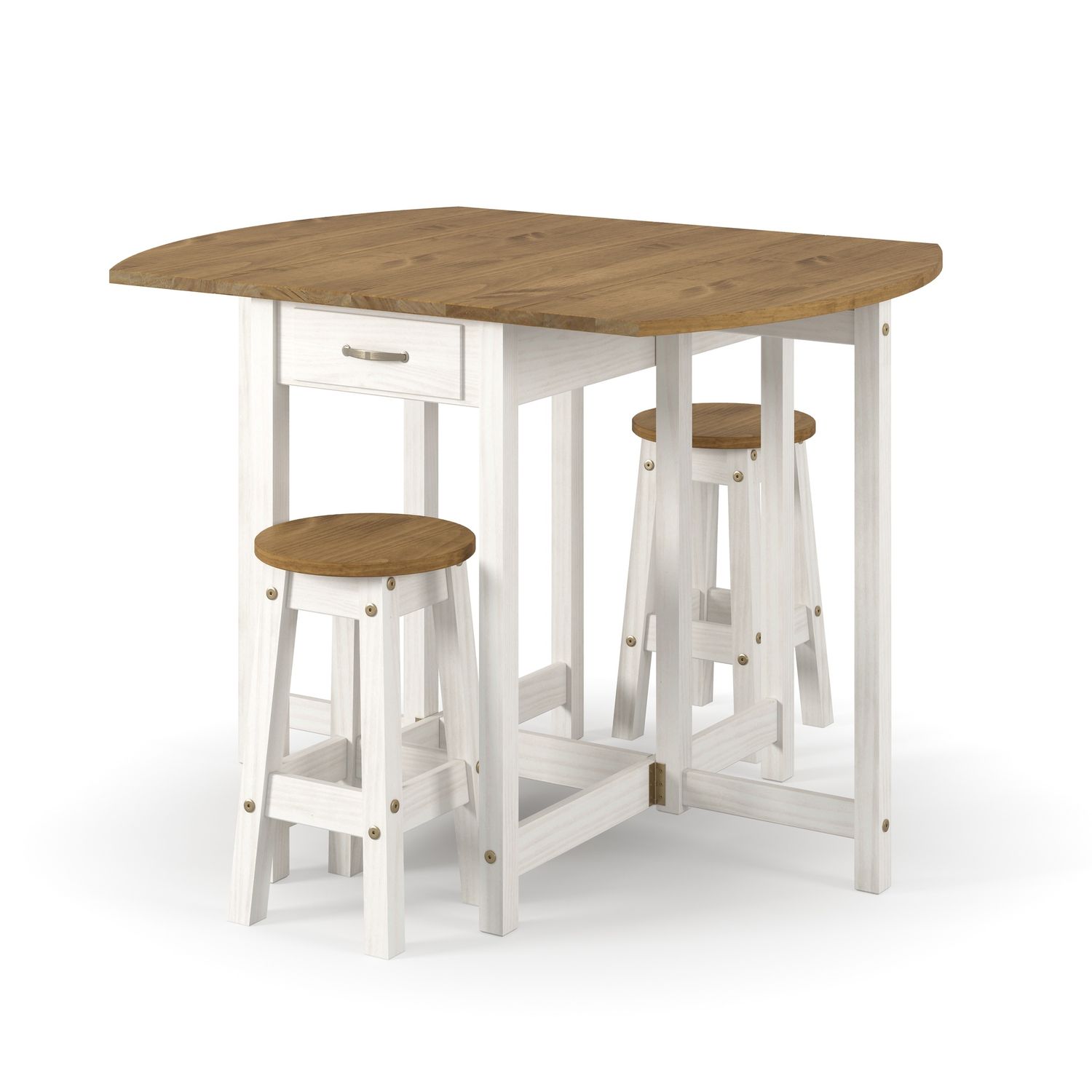 Colwall White Drop Leaf Breakfast Table &amp; 2 Stools
