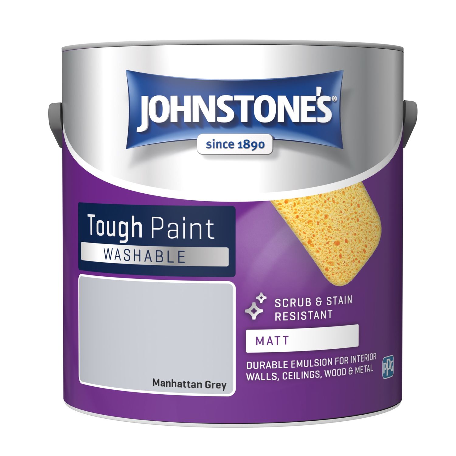 JOHNSTONES WASHABLE MATT MANHATTAN GREY 2.5LT