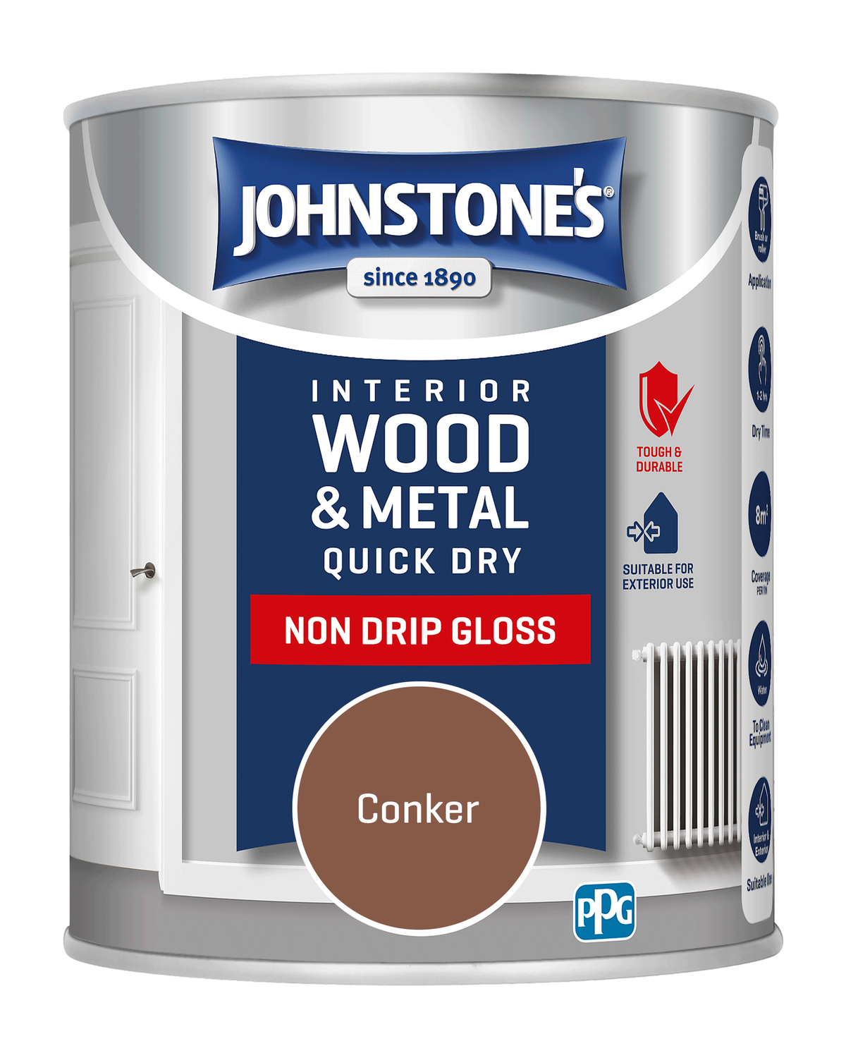 JOHNSTONES QUICK DRY GLOSS CONKER 750ML