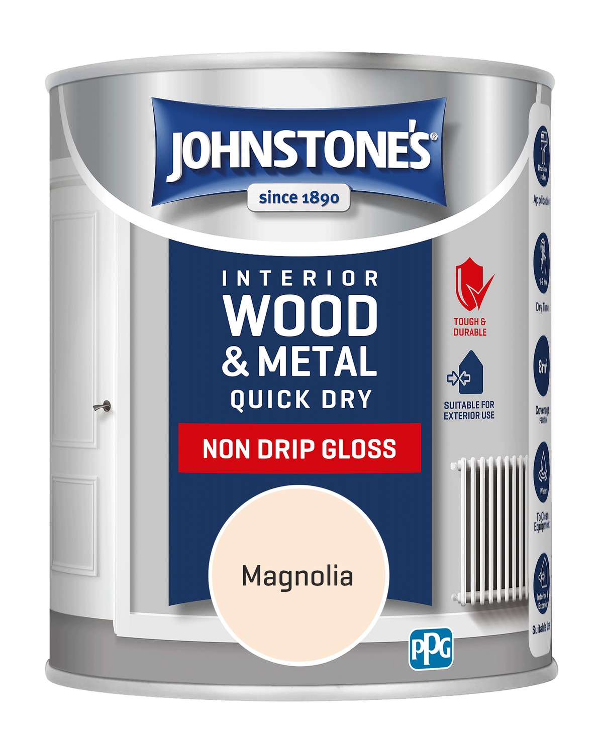 JOHNSTONES QUICK DRY GLOSS MAGNOLIA 750ML