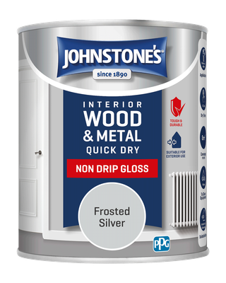 JOHNSTONES  QUICK DRY GLOSS FROSTED SILVER 750ML