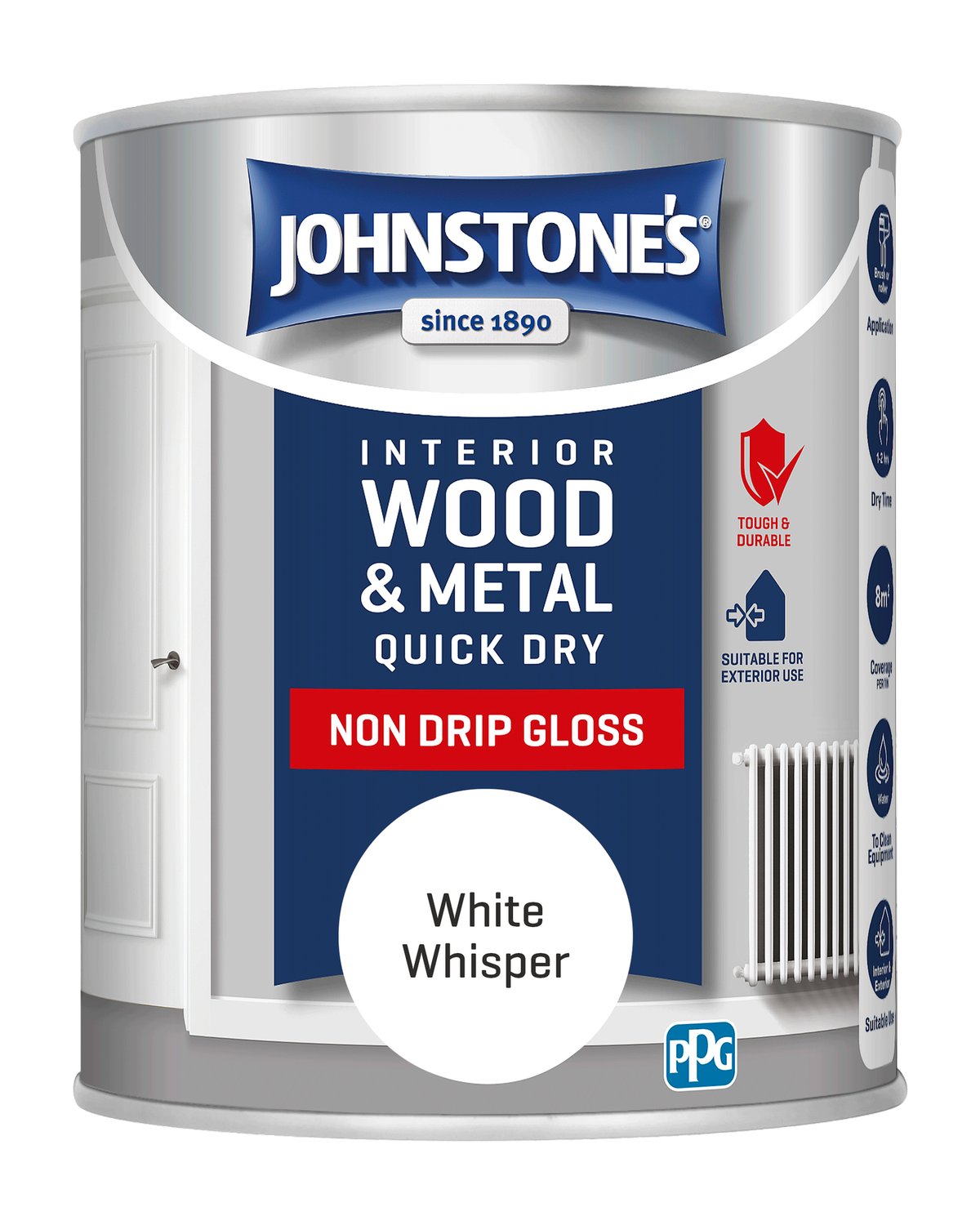 JOHNSTONES  QUICK DRY GLOSS WHITE WHISPER 750ML