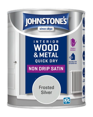 JOHNSTONES  QUICK DRY SATIN FROSTED SILVER 750ML
