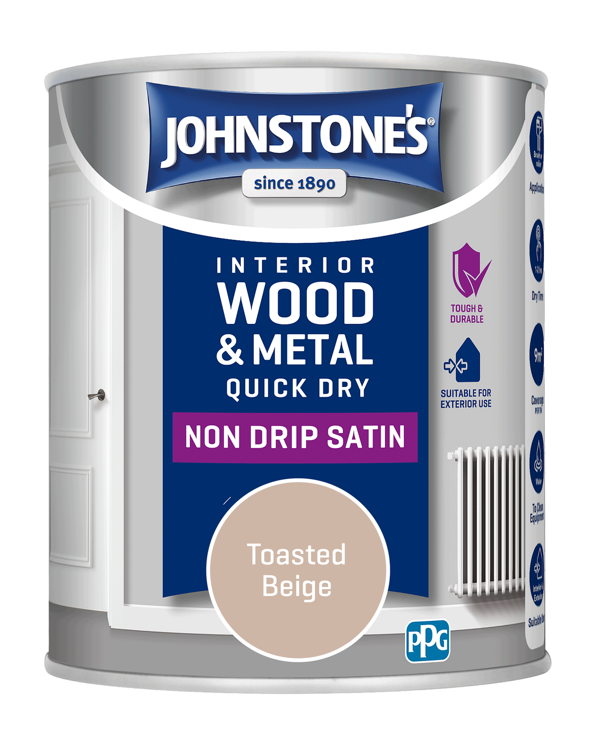 JOHNSTONES  QUICK DRY SATIN TOASTED BEIGE 750ML