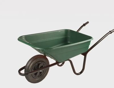 WHEELBARROW GREEN POLY PAN BLACK COATED FRAME SHGP