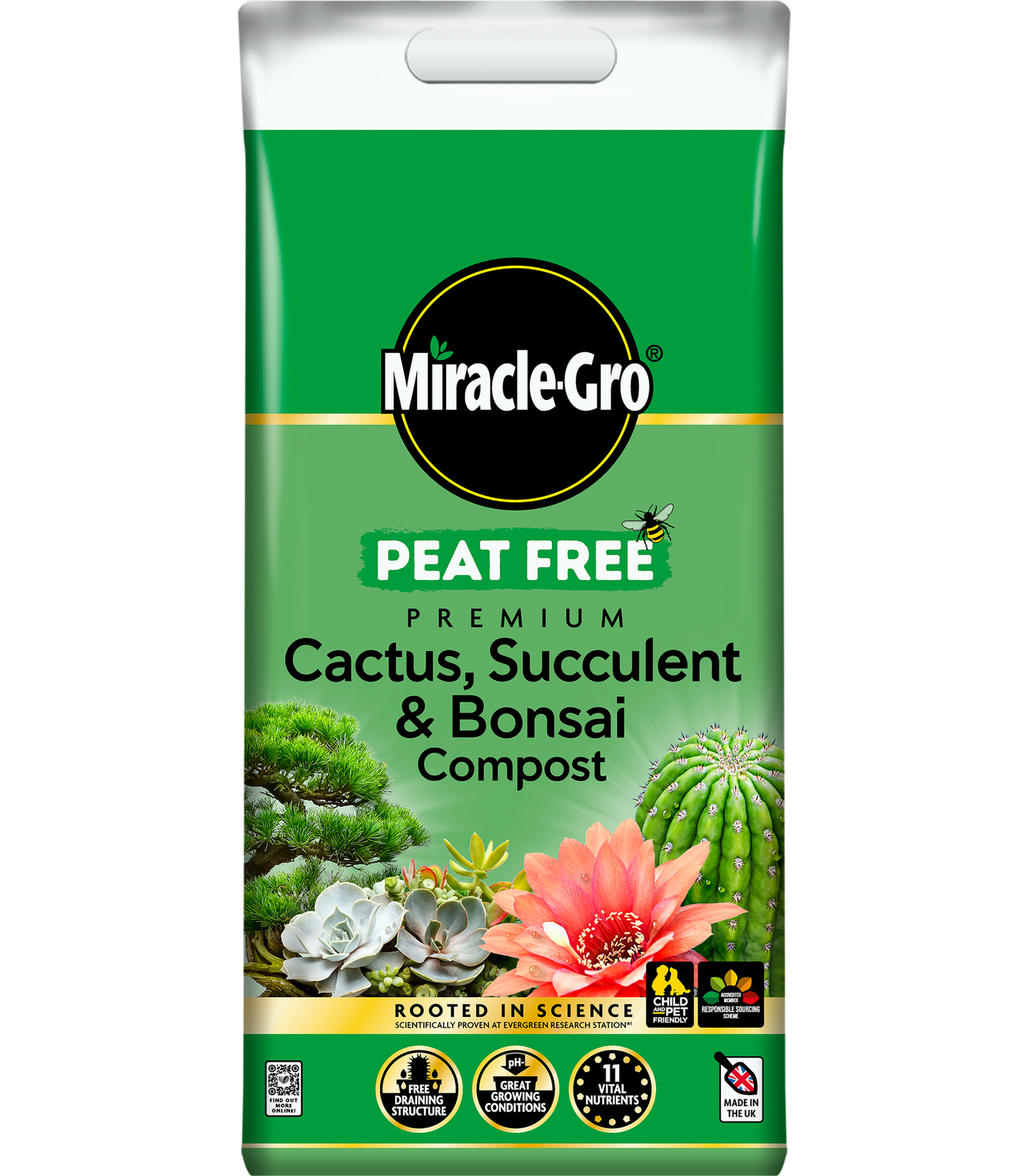 MIRACLE GRO PEAT FREE CACTUS SUCCULENT AND BONSAI