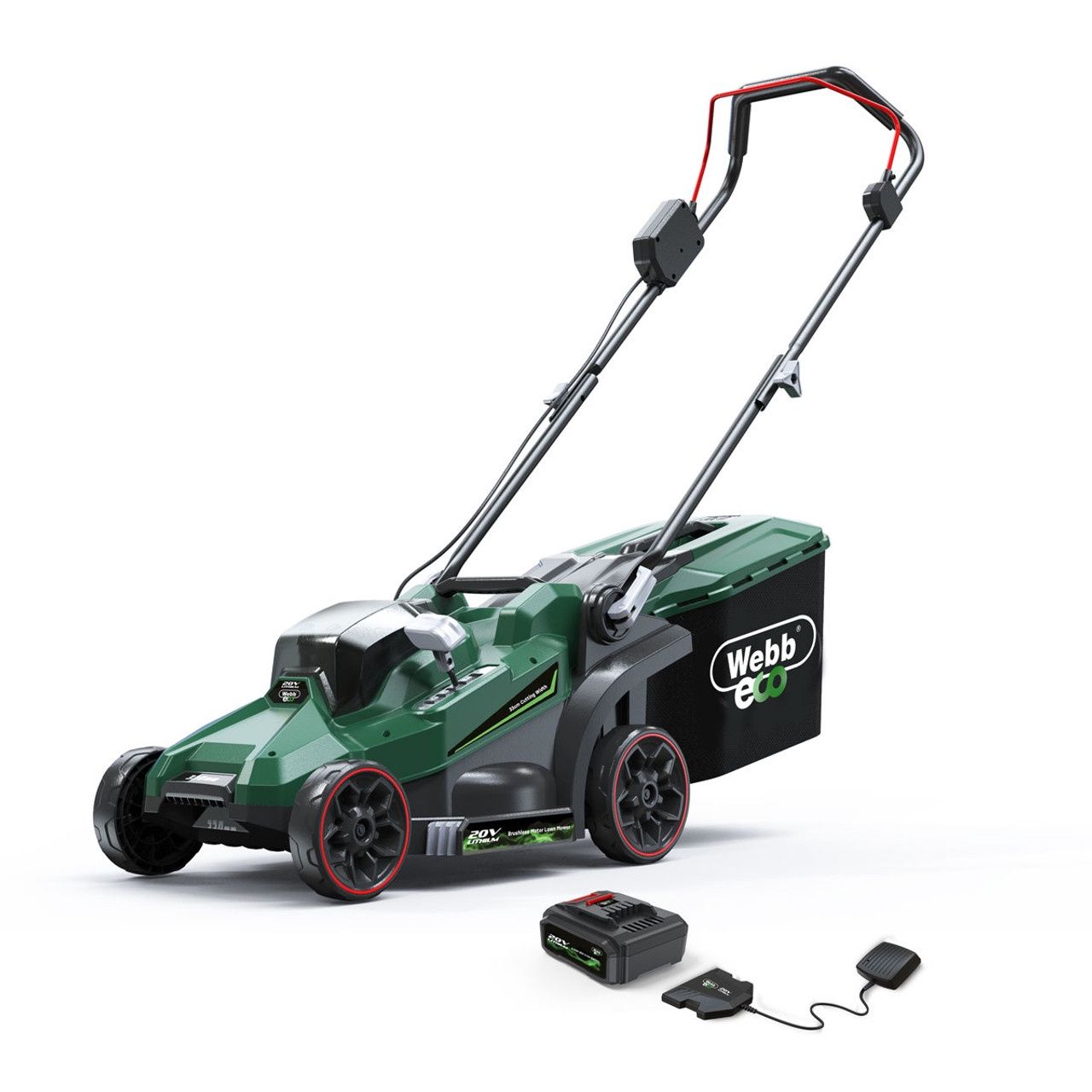 Webb 20V 33cm (14&quot;) Cordless Rotary Lawnmower (4AH Battery &amp; Charger)