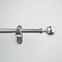 CURTAIN POLE BRUSHED STAINLESS STEEL ORB FINIAL 165-300CM