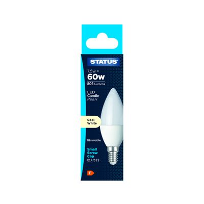 Led Candle Pearl 60w Cool White Dimmable