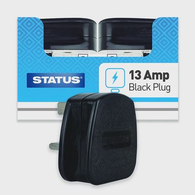 13A BLACK FUSED PLUG