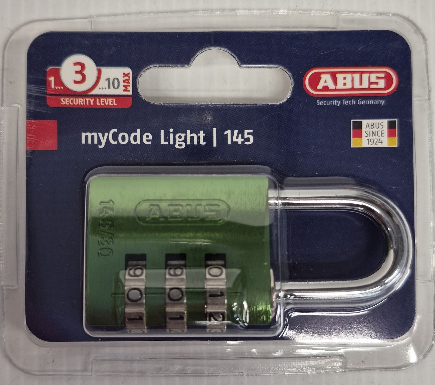 145/30 GREEN COMBINATION ALUM PADLOCK