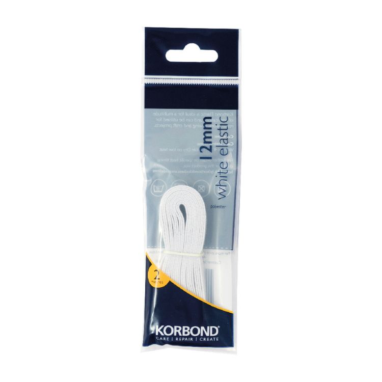 KORBOND WHITE ELASTIC 12MM X 2M