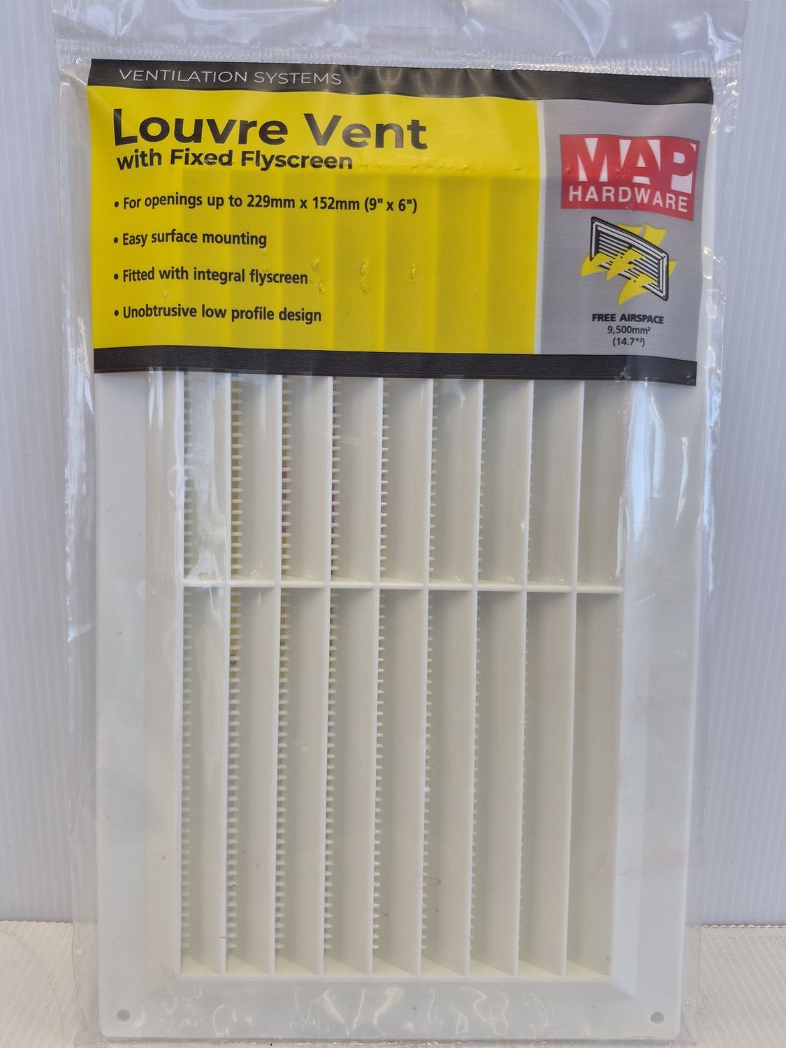 LOUVRE VENT WHITE 9X6”