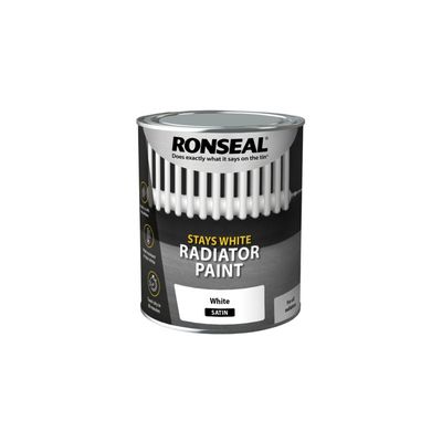 RONSEAL STAY WHITE RADIATOR PAINT WHITE SATIN 750ML 37506
