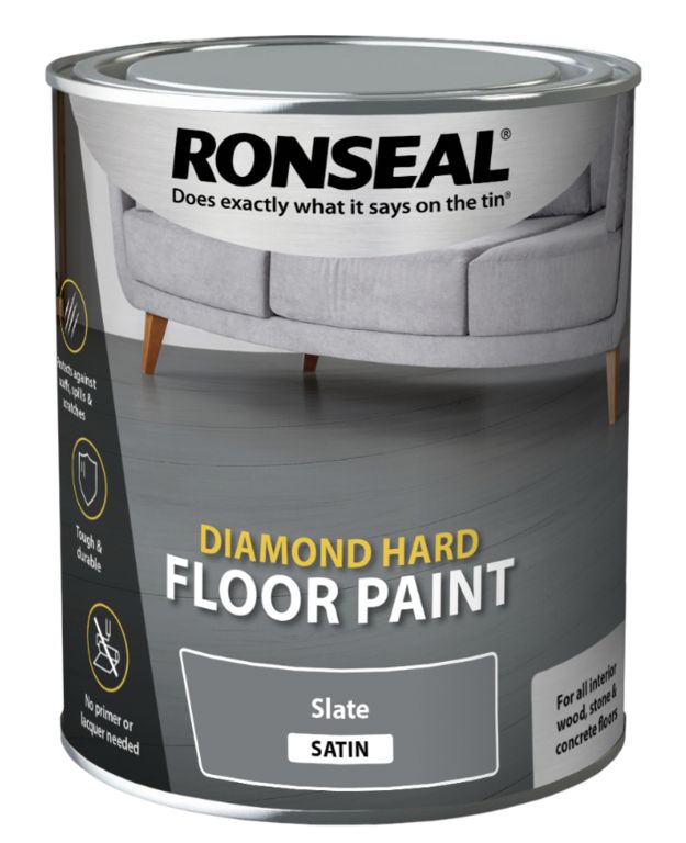 RONSEAL DIAMOND HARD FLOOR PAINT SLATE SATIN 750ML