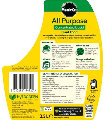 Miracle gro all purpose plant food 2.5L