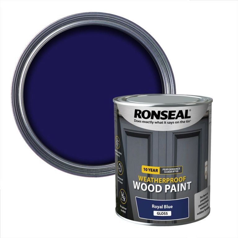 RONSEAL 10 YEAR WOOD PAINT GLOSS ROYAL BLUE 750ML