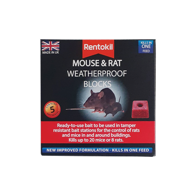 RENTOKIL MOUSE &amp; RAT WEATHERPROOF BLOCKS QTY5