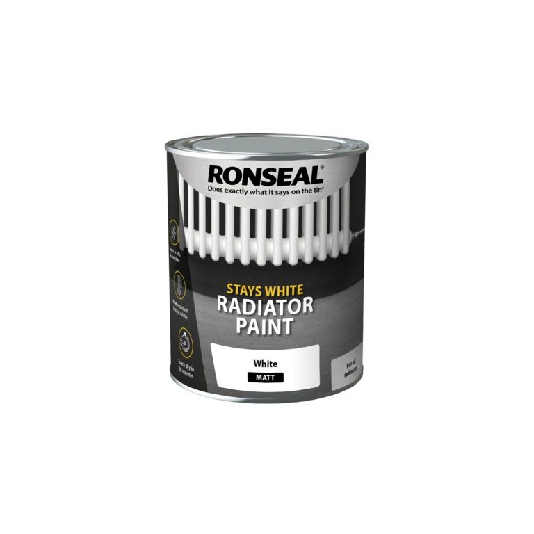 RONSEAL STAYS WHITE RADIATOR PAINT WHITE MATT 750ML