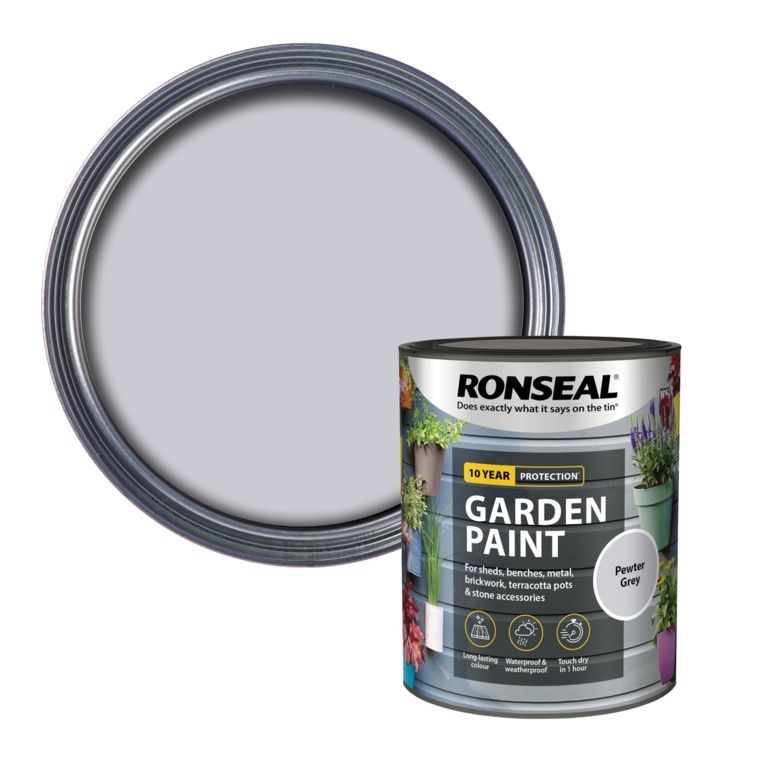 RONSEAL 10 YEAR GARDEN PAINT  PEWTER GREY 750ML