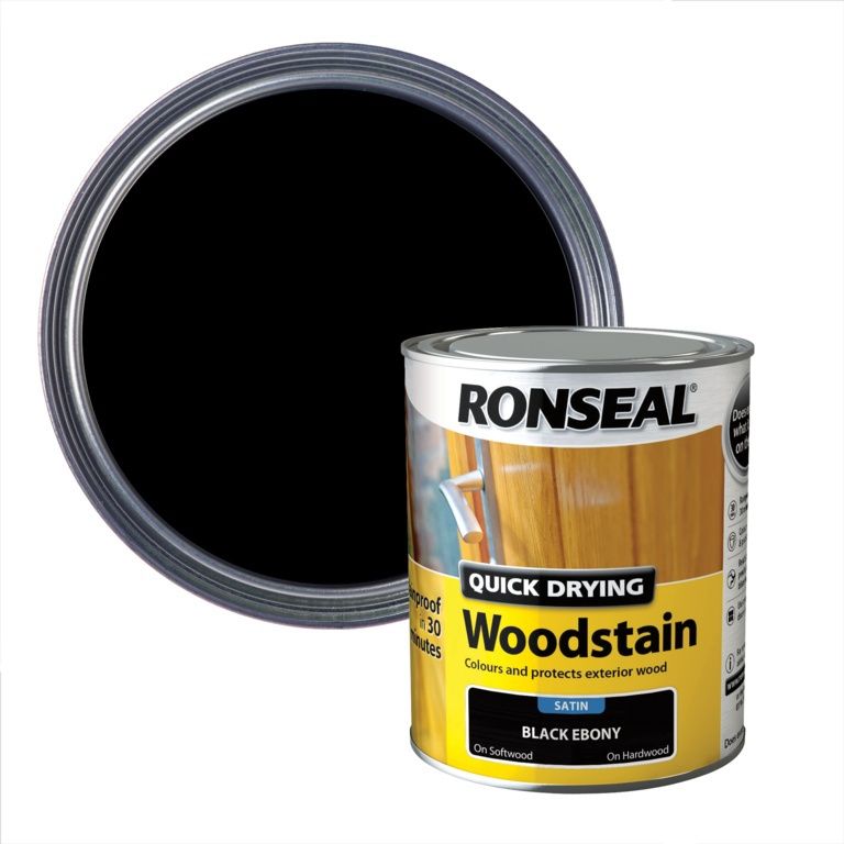 RONSEAL QUICK DRY WOODSTAIN BLACK EBONY 750ML