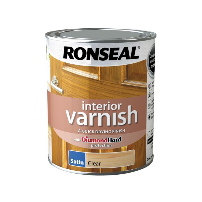 RONSEAL INTERIOR VARNISH CLEAR SATIN 750ML