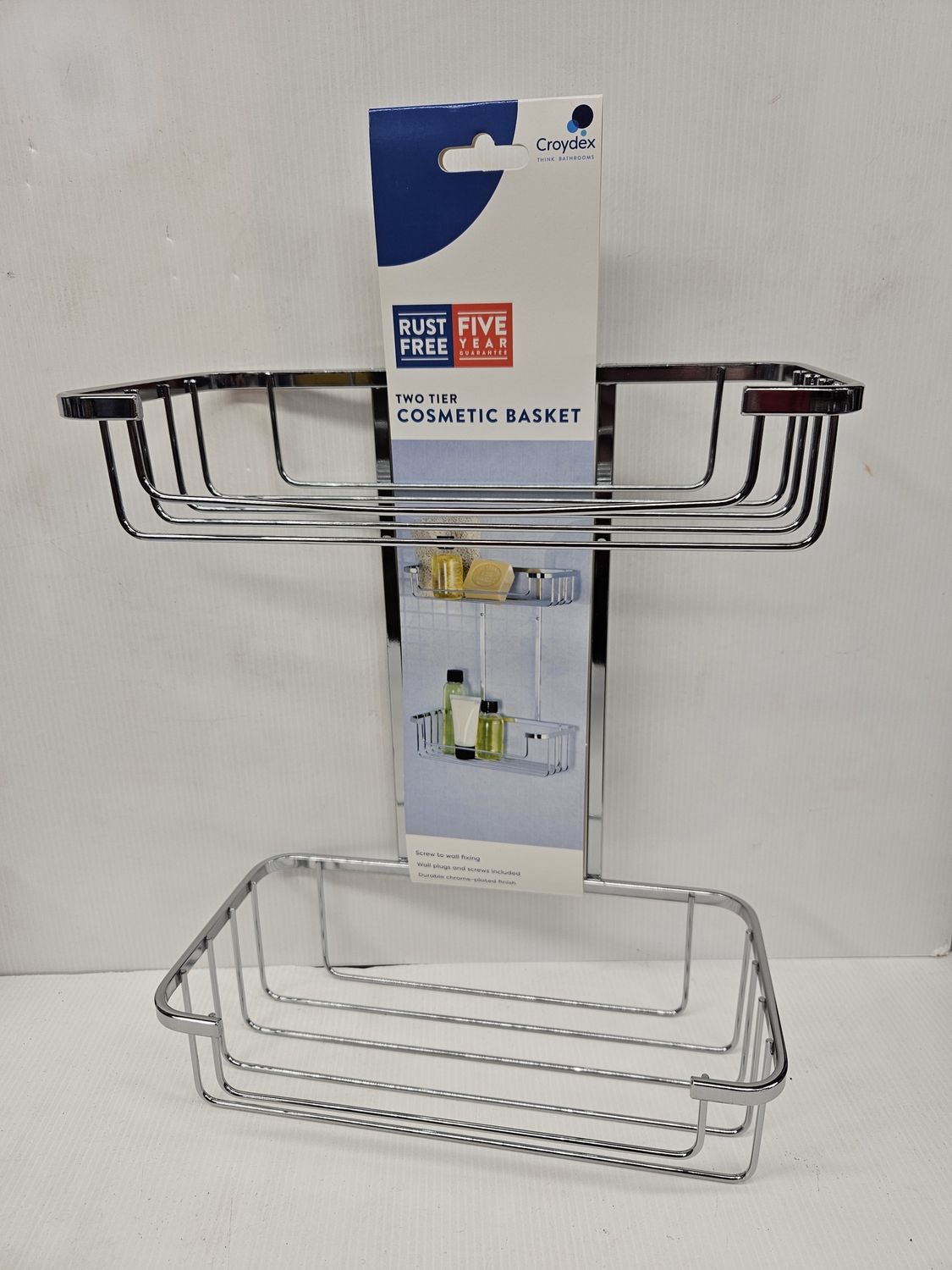 RUST FREE COSMETIC/SHOWER BASKET 2 TIER