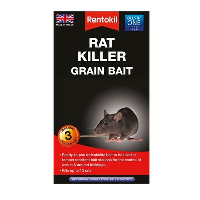 RENTOKIL RAT KILLER GRAIN BAIT 3 SACHETS