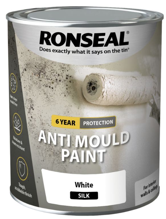 RONSEAL ANTI MOULD PAINT WHITE SILK 750ML
