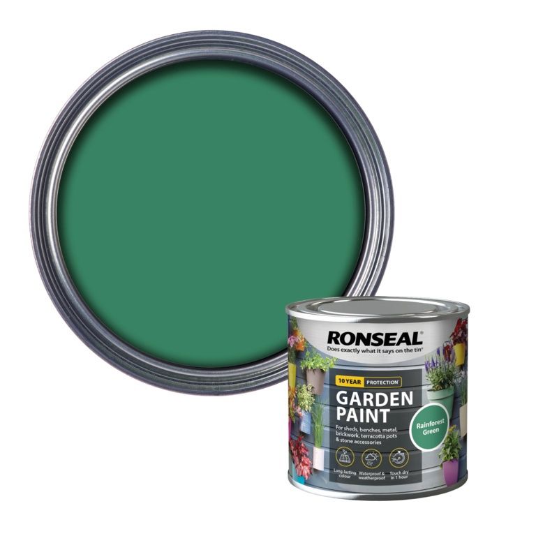 RONSEAL 10 YEAR GARDEN PAINT  RAINFOREST GREEN 250MLh