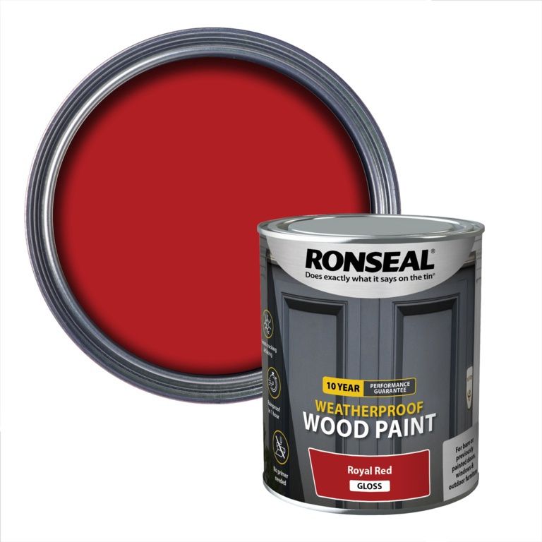 RONSEAL 10 YEAR WOOD PAINT GLOSS ROYAL RED 750ML