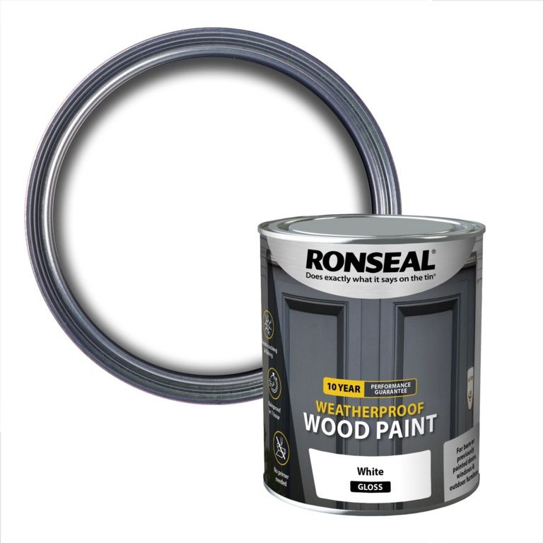 RONSEAL 10 YEAR WOOD PAINT GLOSS WHITE 750ML