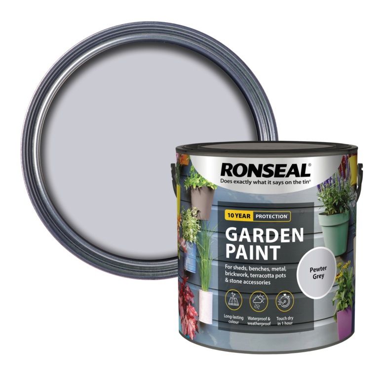 RONSEAL 10 YEAR GARDEN PAINT  PEWTER GREY 2.5L