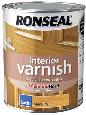 RONSEAL INTERIOR VARNISH MEDIUM OAK 750ML SATIN