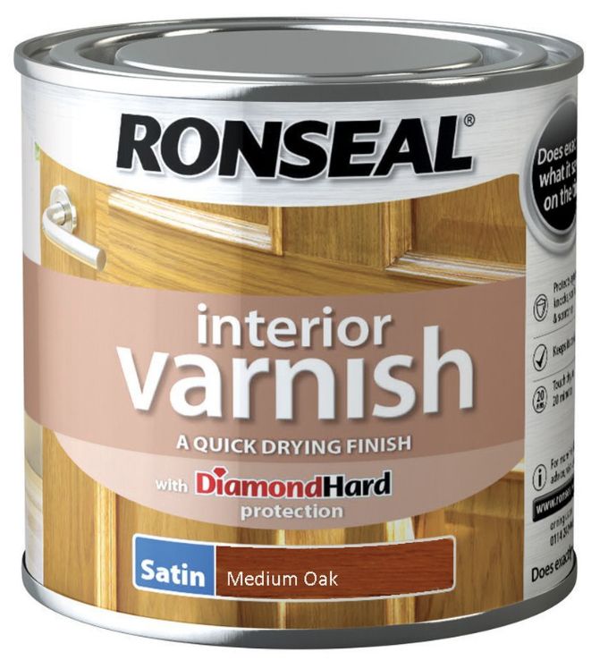 RONSEAL INTERIOR VARNISH MEDIUM OAK 250ML SATIN