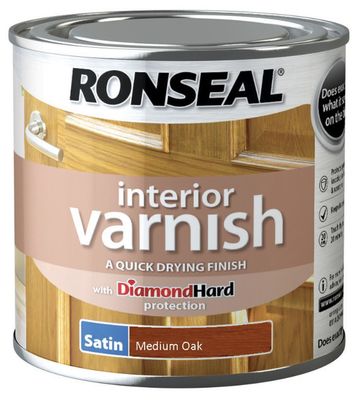 RONSEAL INTERIOR VARNISH MEDIUM OAK 250ML SATIN
