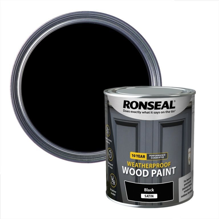 RONSEAL 10 YEAR WOOD PAINT SATIN BLACK 750ML