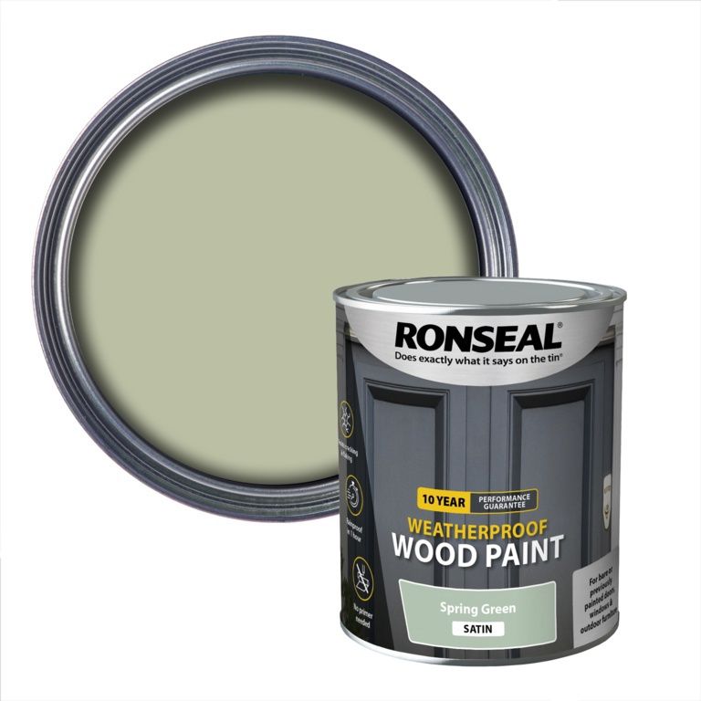 RONSEAL 10 YEAR WOOD PAINT SATIN SPRING GREEN 750ML
