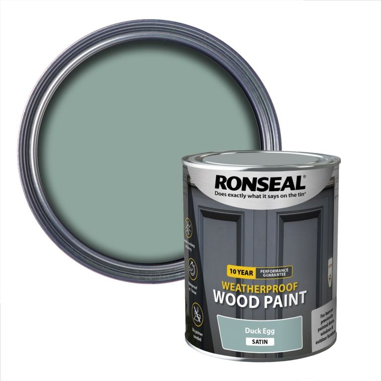 RONSEAL 10 YEAR WOOD PAINT SATIN DUCK EGG 750ML