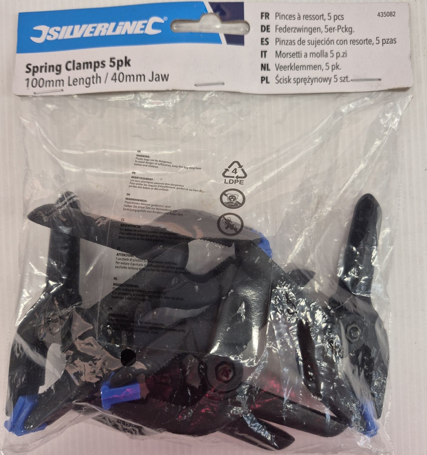 SPRING CLAMPS 100MM 5PK