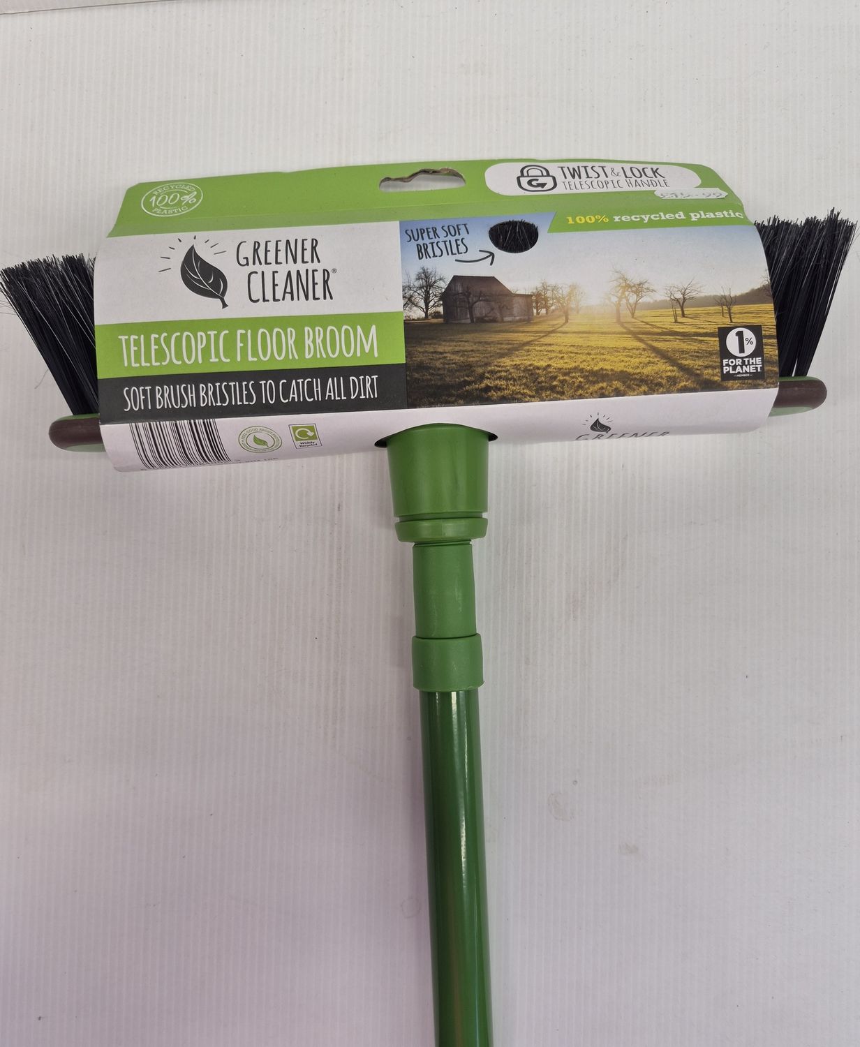 GREANER CLEANER TELESCOPIC BROOM GREEN