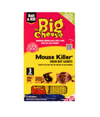 THE BIG CHEESE MOUSE KILLER GRAIN BAIT 3 Sachets
