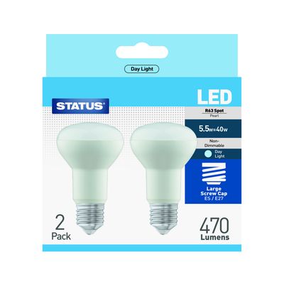 STATUS LED R63 SPOT BULB 5.5W=40W 2PK